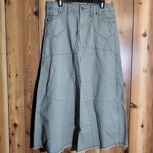 green denim maxi skirt